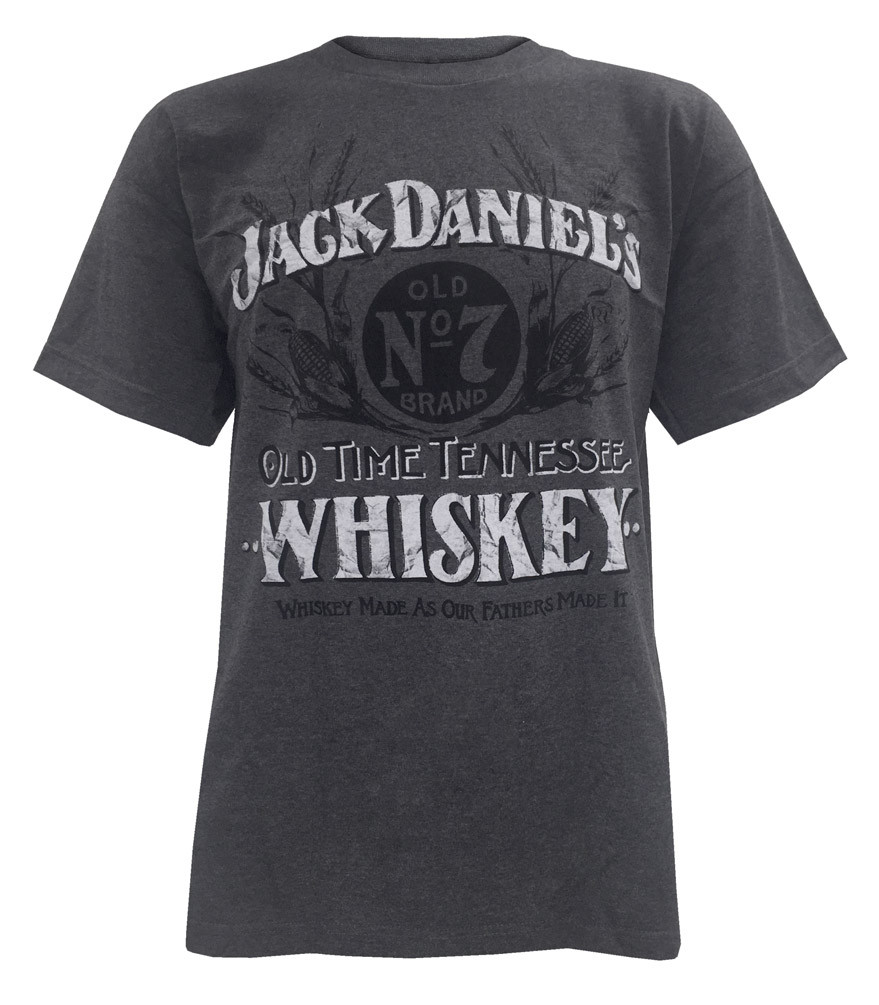 Jack Daniels Mens Heather Charcoal Old Time Whiskey T-Shirt Tee