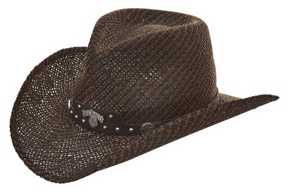 Jack Daniels Men's JD Twisted Toyo Straw Western Cowboy Hat Black