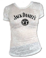 Jack Daniels Women's Classic JD No. 7 Burnout White T-Shirt 33361428JD-01