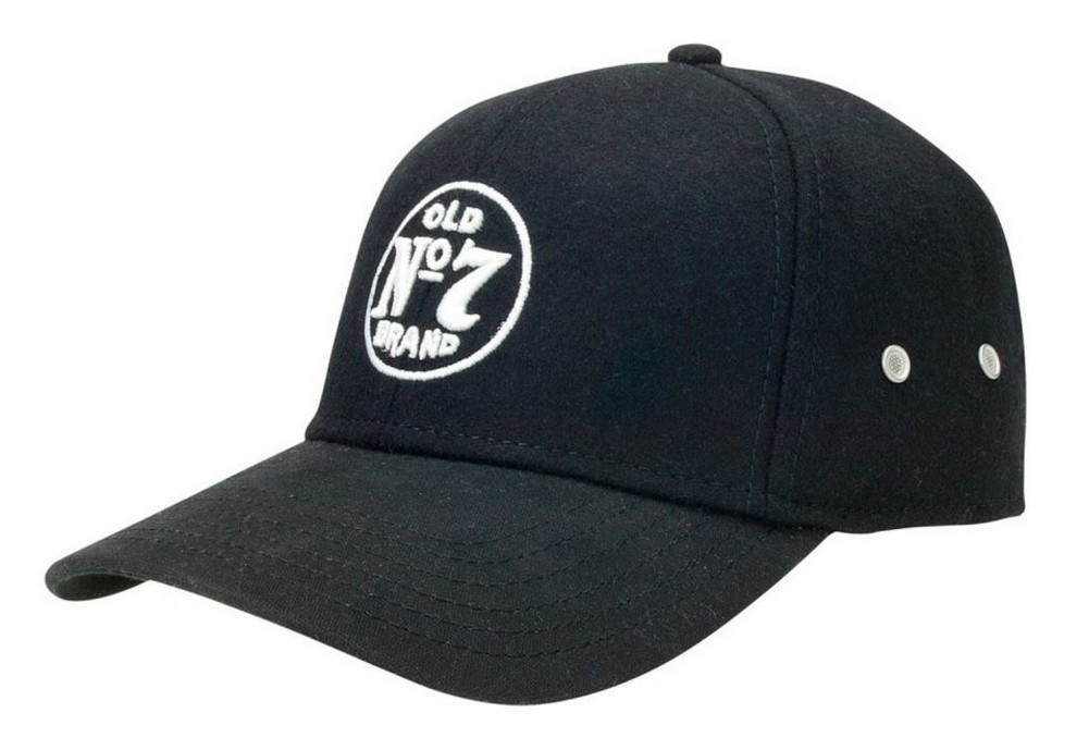 Jack Daniels Men's 6 Panel, Old #7 Logo Melton Wool Cap Hat, Black JD77 ...