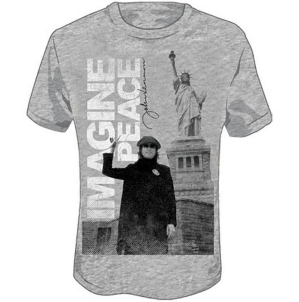 ジョン・レノン IMAGINE Tシャツ グレー John Lennon Unisex Imagine Peace NYC Statue of Liberty Tee T-Shirt