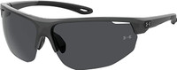 Under Armour Men's Clutch Wrap Style Sunglasses – Grey Frame/Grey Lens