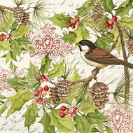 Holiday Chickadee Paper Cocktail Napkin