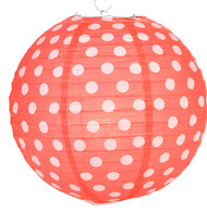 Red Polka Dot Lantern - 14" - Set of 2