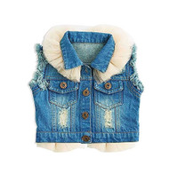 Baby Girls Blue Jean Vest with Tulle