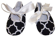 Black Quaterfoil Tie Crib Shoes - 6-9 months