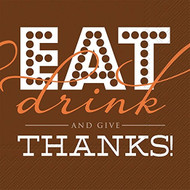 Eat Drink and Give Thanks Paper Cocktail Napkin