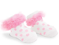 Baby Girl Light Pink Knit Polka Dot Booties, Socks