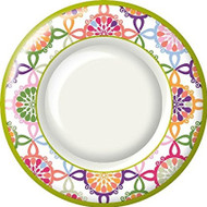 Ideal Home Range 8 Count Boston International Round Paper Dinner Plates, Pink Colorful Tile