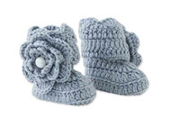 Baby Girls Gray Crocheted Knit Booties, 0-9 Months