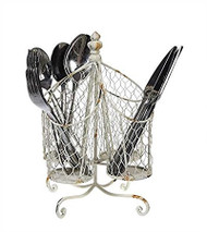 11" Tin & Wire Utensil Holder w/ 4 Compartments