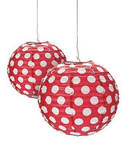 Red Polka Dot Paper Lantern - 12" - Set of 2