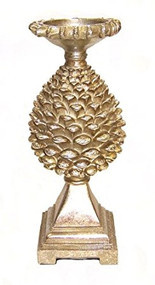 Silver Gold Pinecone Pillar Candle Holder