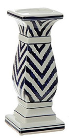 10" Blue Chevron Candle Holder