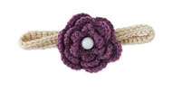 Baby Girls Beige Knit Headband with Plum Flower