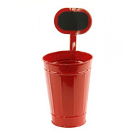 Red Tin Planter/Container w/ Chalkboard - Small 10"