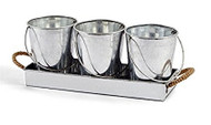 Galvanized Metal Condiment Tray Set