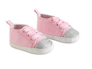 Baby Girls Glitter Infant Crib Shoes Pink & Silver, 0-6 months