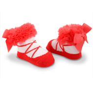 Baby Girl Red Knit Ballet Booties