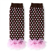 Baby Girls Brown & Pink Leg Warmers with Chiffon Ankles
