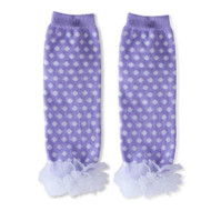 Baby Girls Light Purple & White Leg Warmers with Chiffon Ankles