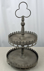 12" Gray Two Tier Dessert Stand