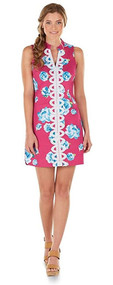 Mud Pie Mia Womans Pink Embroidered Dress, X-Small