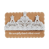 Girls Silver Lace Crocheted Crown Headband