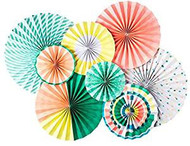 Neon Paper Rosettes Party Fans