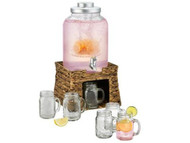 Seagrass Beverage Server Chiller & Infuser and 6 Mason Mugs