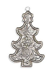 5 Inch Antique Silver Metal Embossed Tree Ornament