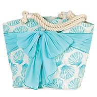 Fan Shell Light Blue Sarong Along Tote