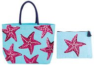 Starfish Beach Tote with Matching Zipper Bag