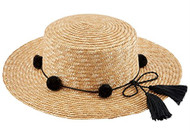 M P Sun Hat with Pom Poms