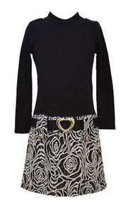 Bonnie Jean Girls Black Knit Jac Drop Waist Dress