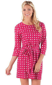 Mud Pie Courtney Pink Ditzy Squares Dress (Small)