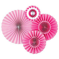 Bubble Gum Pink Paper Rosettes Party Fans