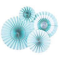 Baby Blue Paper Rosettes Party Fans