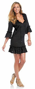Mud Pie Chloe Black Ruffle Cover Up, Small