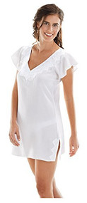 Mud Pie Camille Beaded V Neck White Tunic, Small