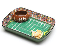 Ceramic Football Stadium Chip and Dip Set with Football Dip Bowl