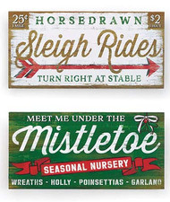 B B Sleigh Rides and Mistletoe Rustic Christmas Wall Hangings