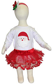 K K Baby Girls Christmas Santa's Little Helper Onesie, Tutu and Headband Outfit, 6-12 Months