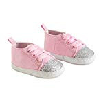 Baby Girls Glitter Infant Crib Shoes Pink & Silver