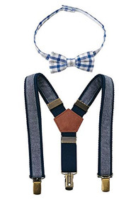 Boys Chambray Suspender and Bow Tie Set