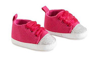 Baby Girls Glitter Shoes Fuchsia & Silver 0-6 months