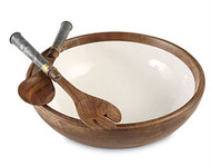 Wood & Enamel Salad Bowl Set