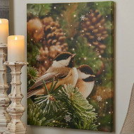 24" Chickadee Glittered Lighted Print