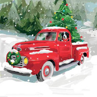Red Truck Paper Cocktail Napkins, Winter Napkins, Holiday Napkins