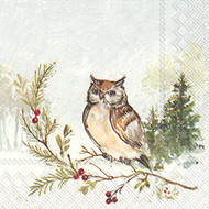 Owl Luncheon Napkins, Rustic Napkins, Fall and Winter Entertaining